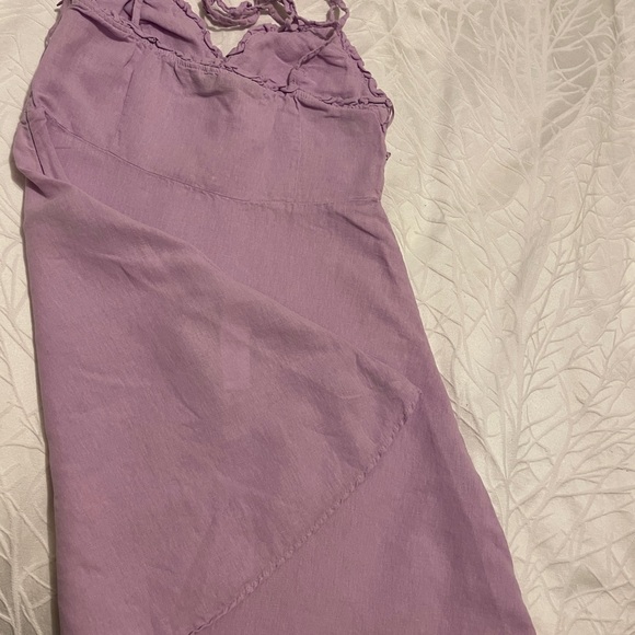 ZARA Lavender Linen Blend Mini Dress – Size S | Summer Tie-Strap Dress - Picture 7 of 8